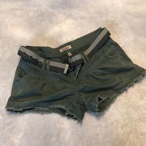 Green Cargo Shorts with Belt